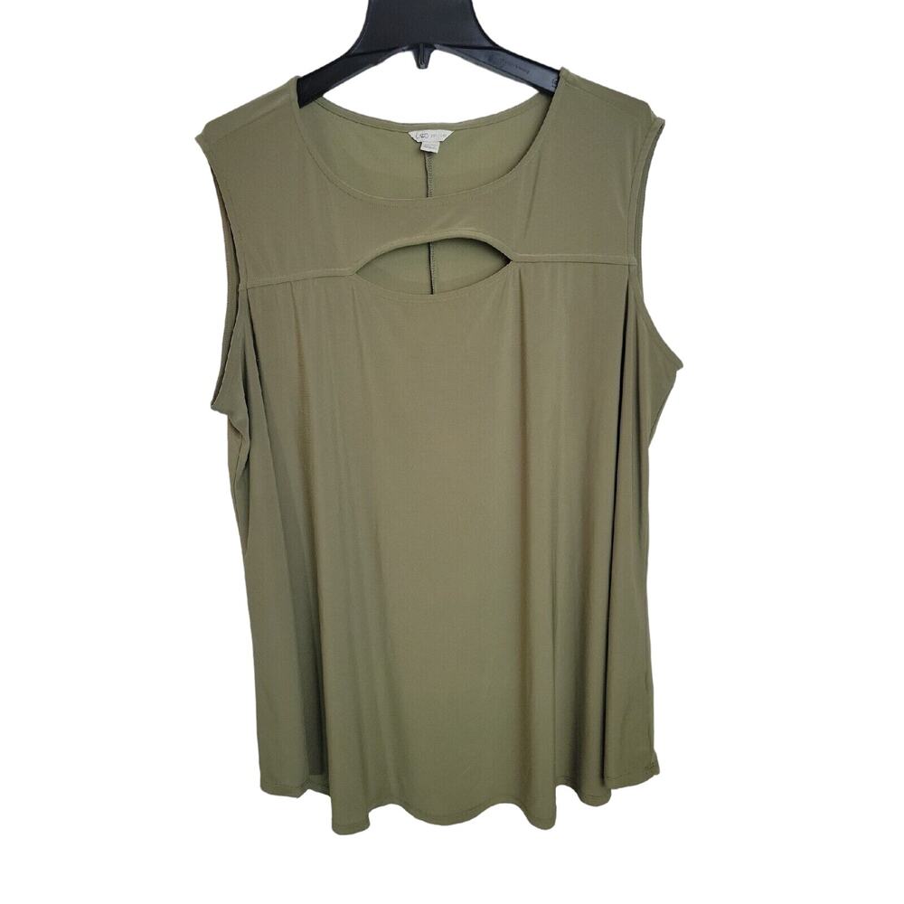 Cato‎ Green Keyhole Soft Relaxed Sleeveless Tunic Tank Top Women's Size 22/24W